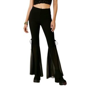 SHARIF DESIGNS Belly Dance Flare Bell Bottom Pants Leggings Ribbon Goth Medium